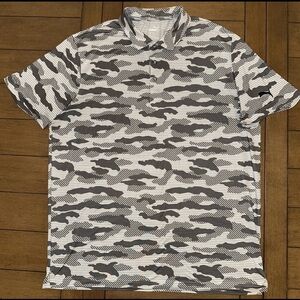 Puma Polo Shirt Mens XL Grey  White Camo Performance Stretch Golf Short Sleeve